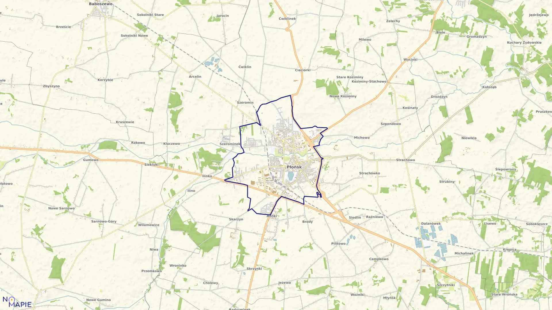 Mapa obrębu MIASTO PŁOŃSK w mieście Płońsk